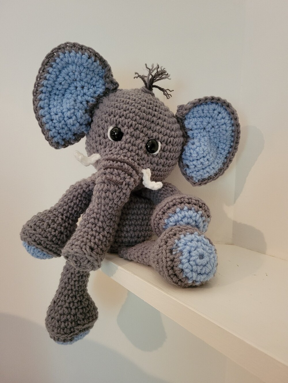 Elephant Stuffed Toy Gray Blue Baby Shower Gift Stuffy Lovey Friend